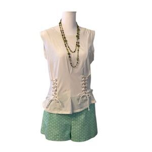 William Rast size medium white sleeveless lace up detail top one tiny spot EUC